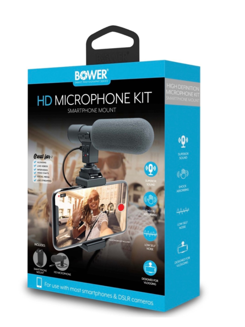 NEW Bower HD Microphone Kit for Smartphones, One Size, Black and Grey